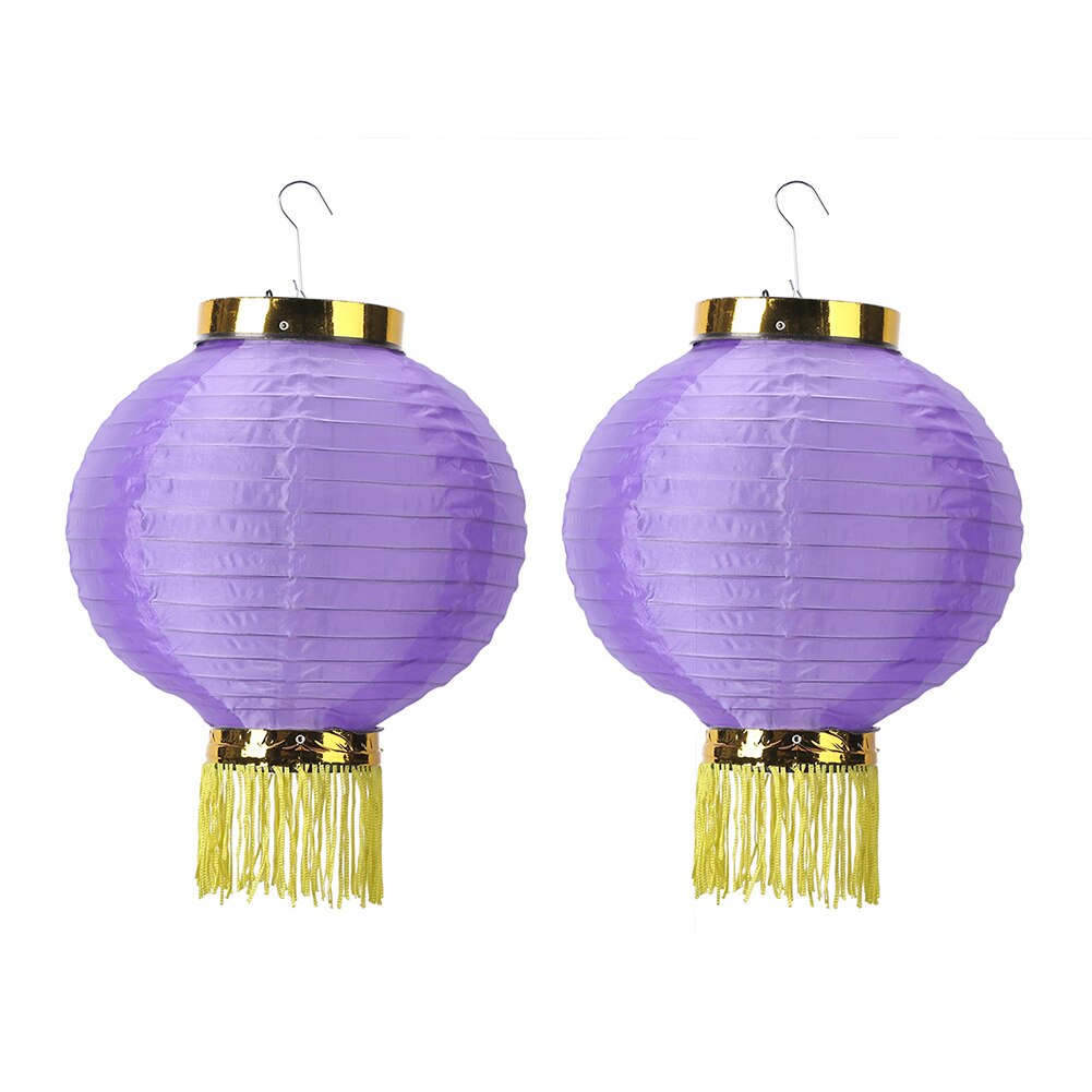 2 Stuks Ronde Lantaarn Chinese Licht Ballen Voor Bruiloft Verjaardag Decor Ambachtelijke Diy Opknoping Lantaarn Jaar Party decor: Purple 2pcs 25cm