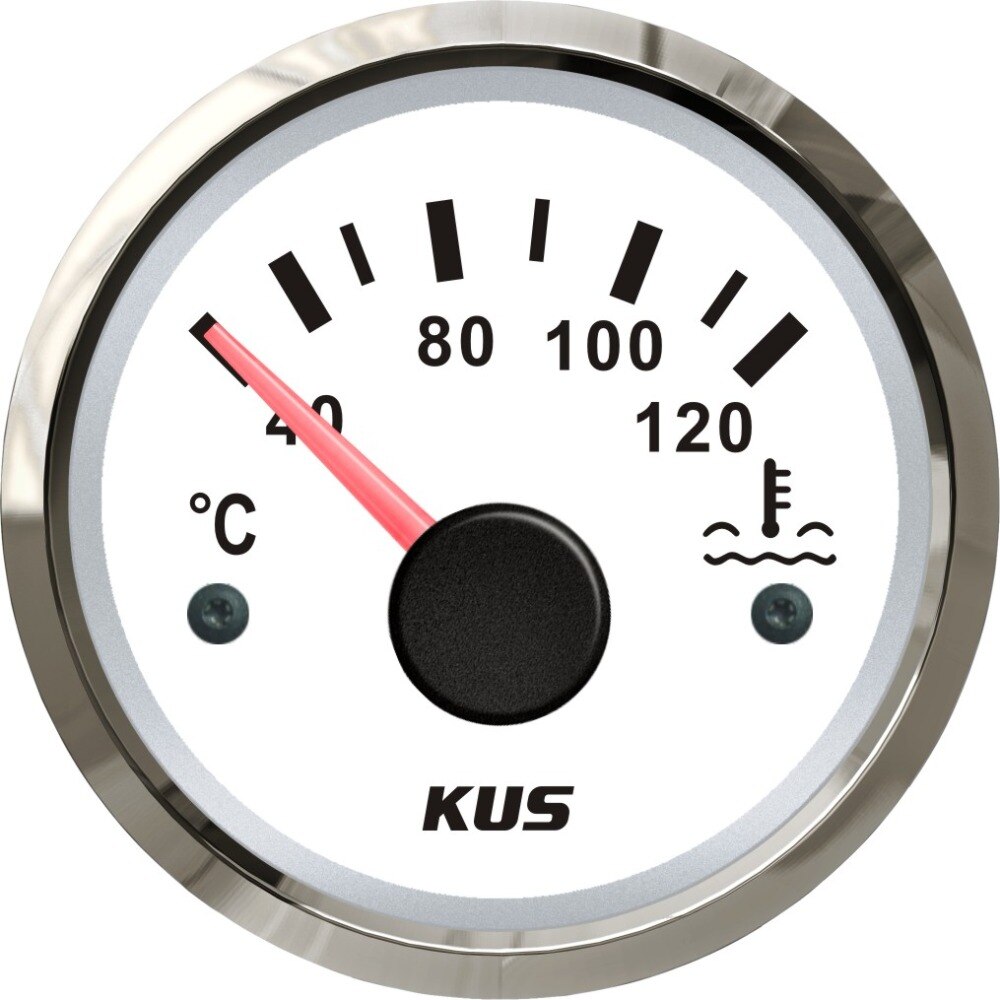 KUS 2&quot; Marine Engine Water Temperature Gauge 40-120℃ 25-120℃ Degree Boat RV Car Temp Meter Gauge with Yellow/Red Backlight