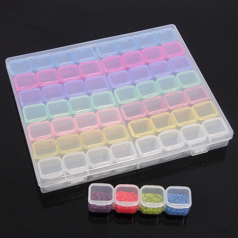 56 Grids Aparte Slots Lege Opbergdoos Clear Nail Art Rhinestones Diamant Schilderen Gereedschap Kralen Weer Storage Case Organizer: 56 grid colorful