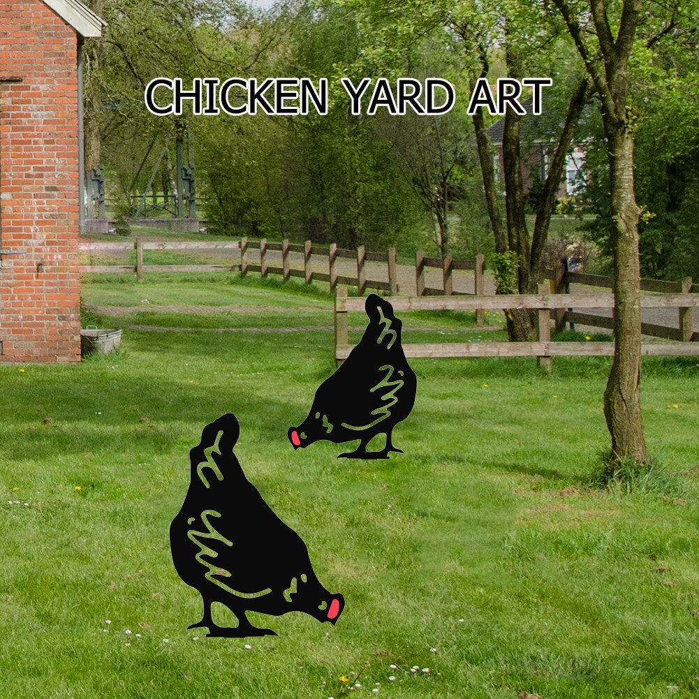 Kip Familie Hen Tuin Decoratie Acryl Hollow Out Kip Familie Tuin Standbeeld Achtertuin Gazon Stakes Kip Yard Art #38