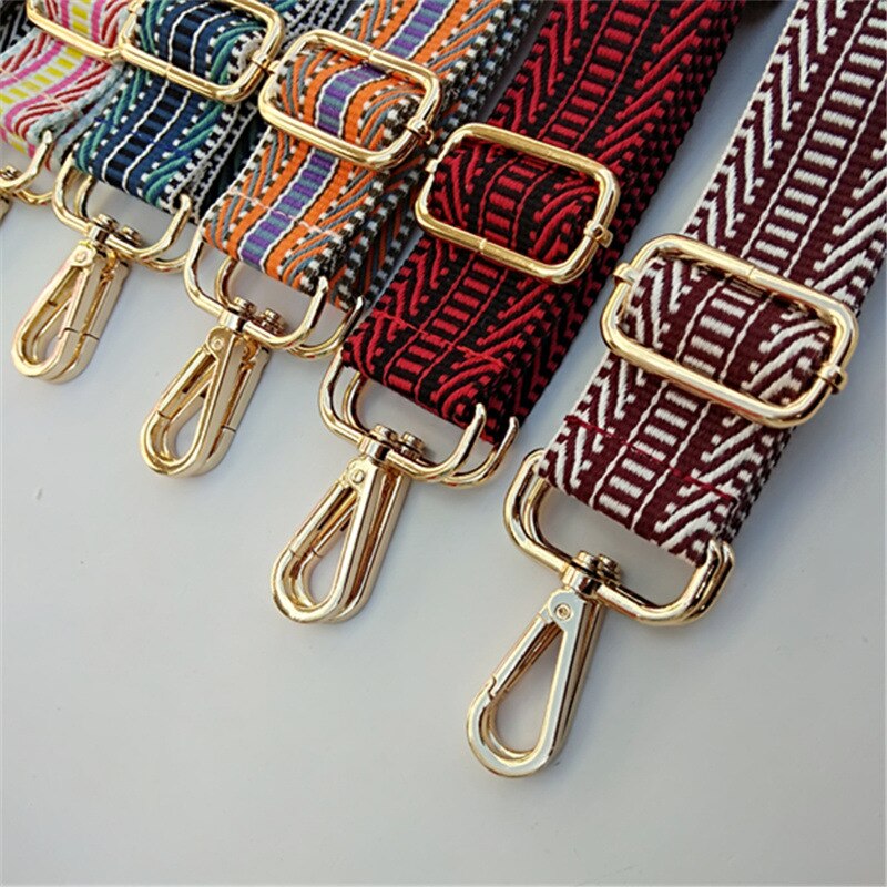 Colorful Women Bag Strap for Crossbody Belt Bag Accessories Rainbow Adjustable Long Shoulder Strap Bag Nylon Obag Handles W226