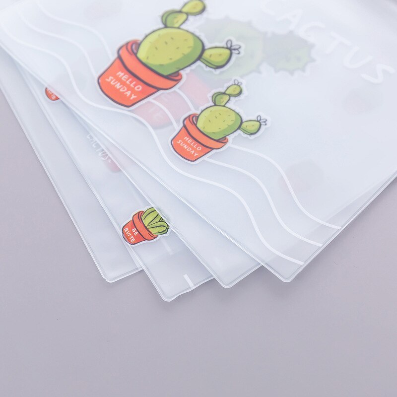 Carpeta de archivos A5 de PVC transparente con cremallera de Cactus, bolsa para Archivo de Documentos, accesorio para diario de viaje, billetes, tarjetas, bolsa de almacenamiento