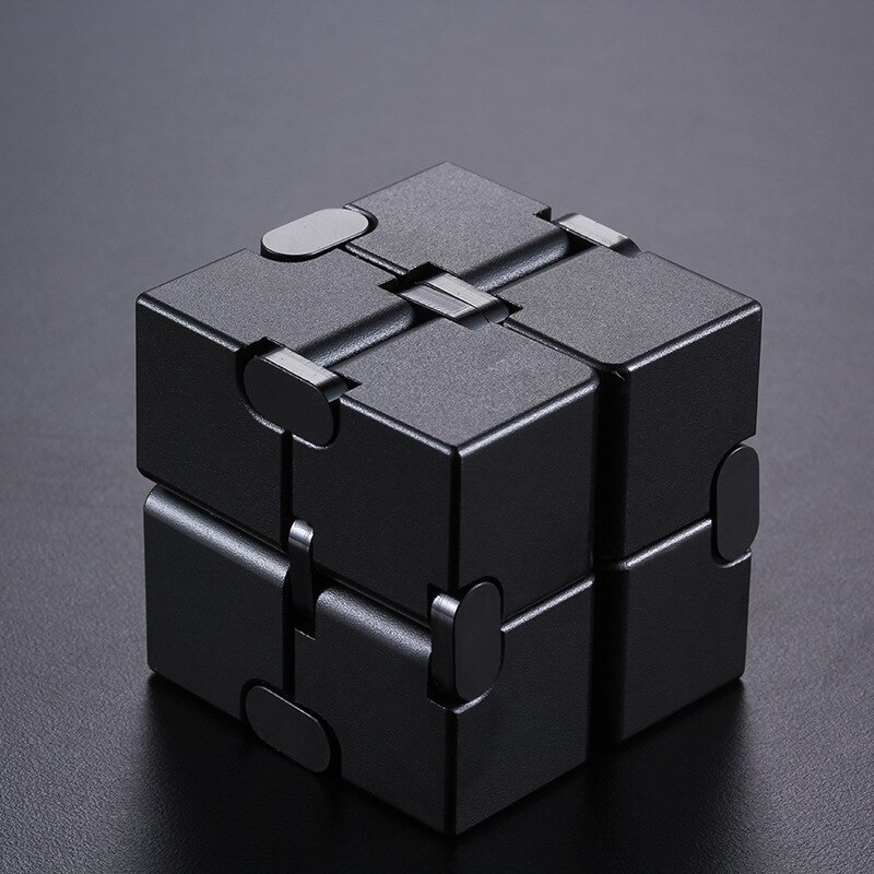 Aluminum Alloy Magical Infinity Cubeb Fidget Toys Infinite Flip Decompression Cubes for Stress Relief: Upgrade black