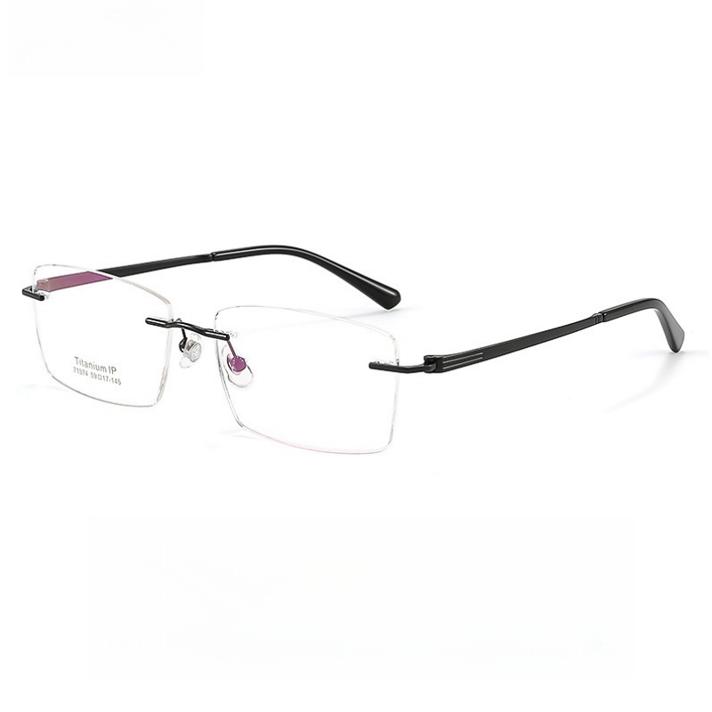 YIMARUILI Business Rimless Glasses Men's Ultra-light Pure Titanium Square Big Face Optical Prescription Eyeglasses Frame 71374