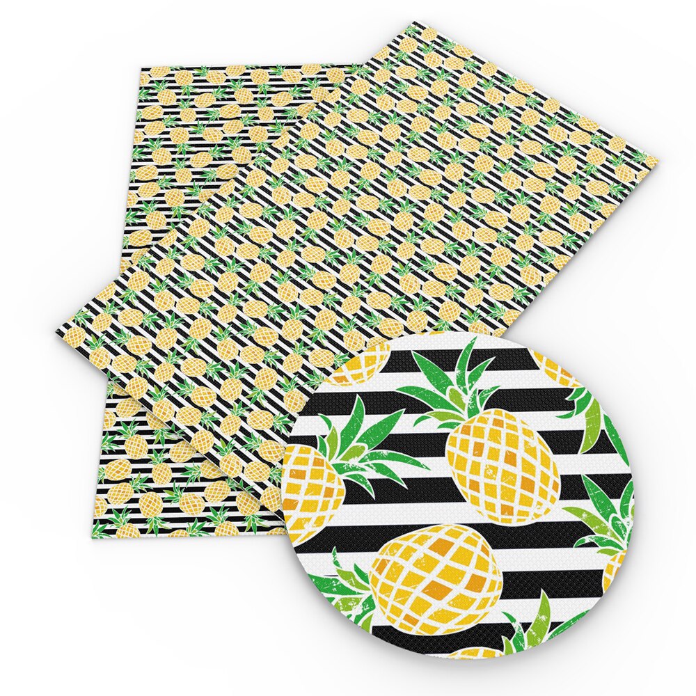Fruits Theme Faux Leather Sheets Pineapple Strawberry Banana Pattern Printed Synthetic Leather Fabric Sewing Materials Crafts: 1103172001
