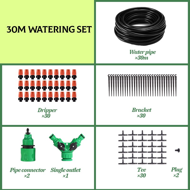 Garden Drip Irrigation System Water-saving Automatic Irrigation Equipment Suitable for Garden Greenhouses Plant Watering Kits: B 30m Watering Kits