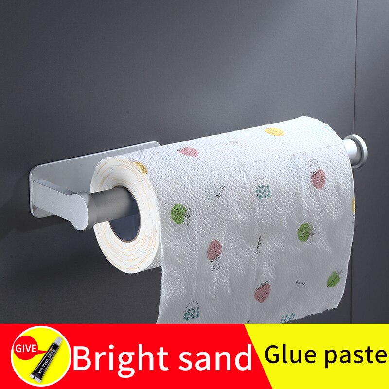 toilet paper holders black Wall mounted screw free installation Bathroom paper roll stand dispenser kitchen tissue roll holder: B-Matte(glue paste)