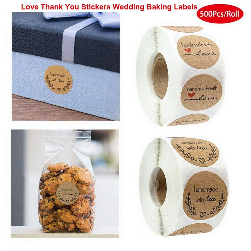 Handmade Thank you Stickers Wedding Flower Baking Handmade Adhesive Labels