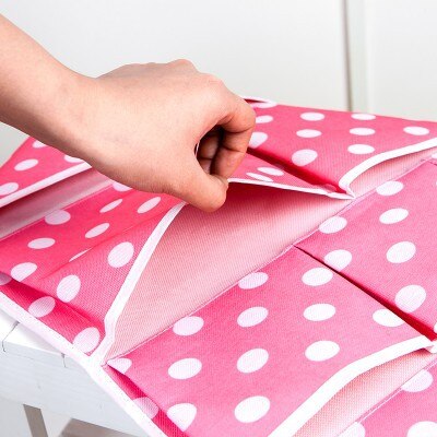 Polka Dot Wandtasche - 70x42.5cm - Baumwollstoff - Badezimmer Organizer
