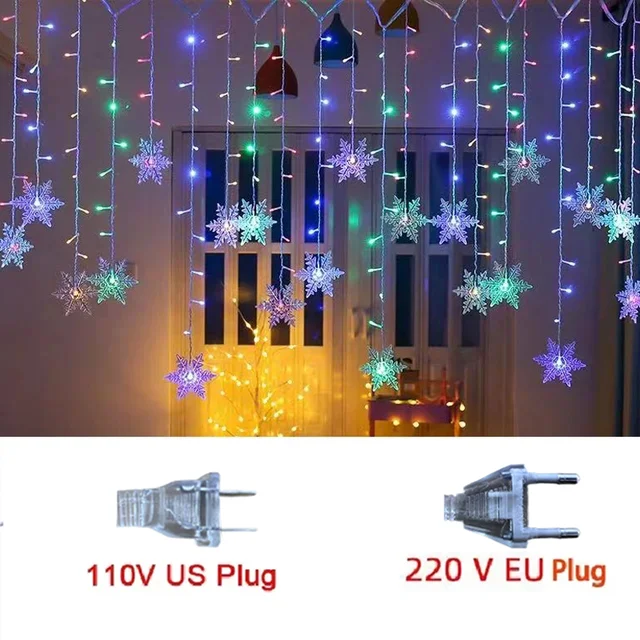 3,5 m Weihnachten Schneeflocke führte Lichterketten blinkende Lichterketten Vorhang Lichter Phantasie Party Neujahr Dekoration: L / Tiefe Saphir
