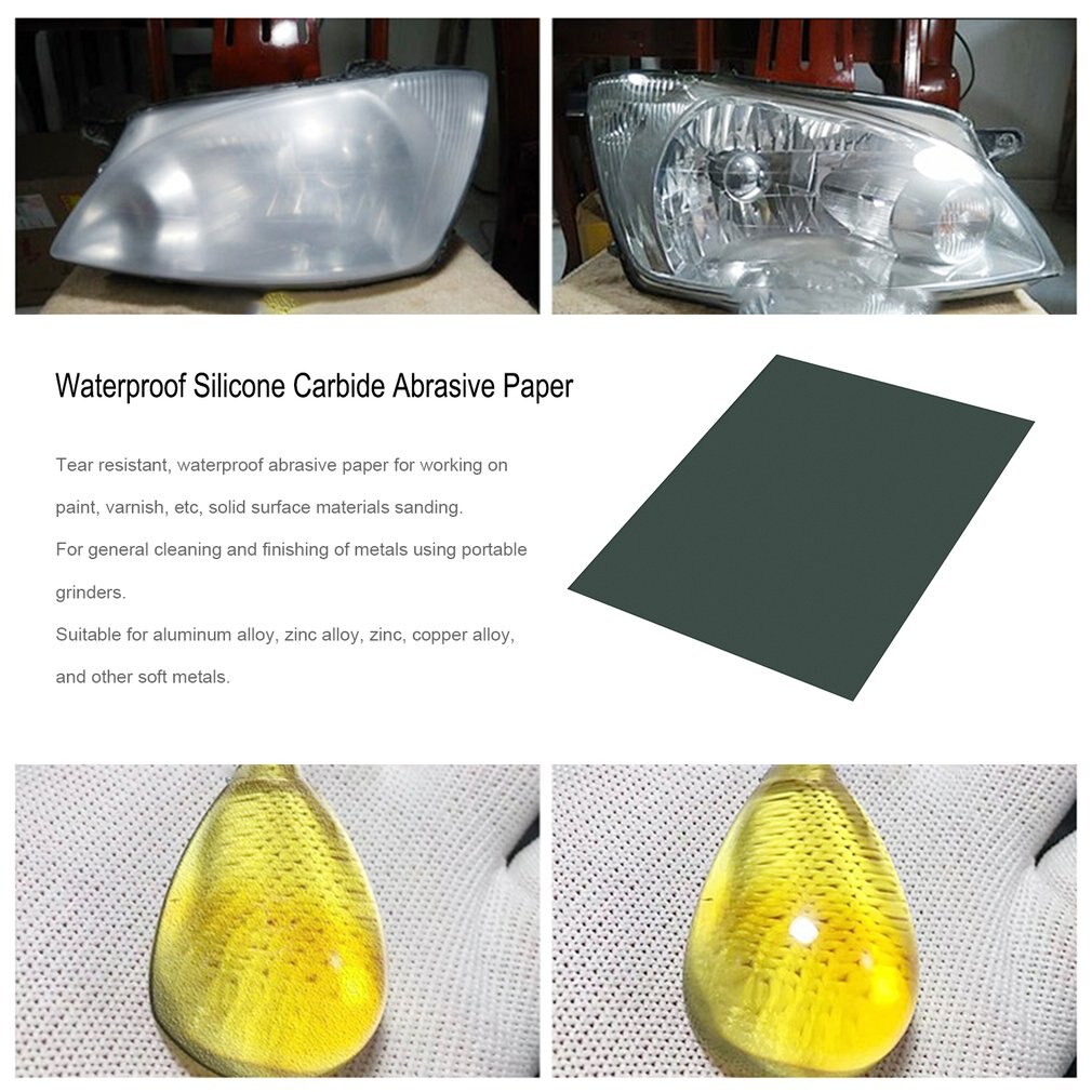 Papier abrasif en carbure de Silicone, 50/100 feuilles/ensemble, étanche, enduit électrolytique, sec et humide, utilisable MTCC88P