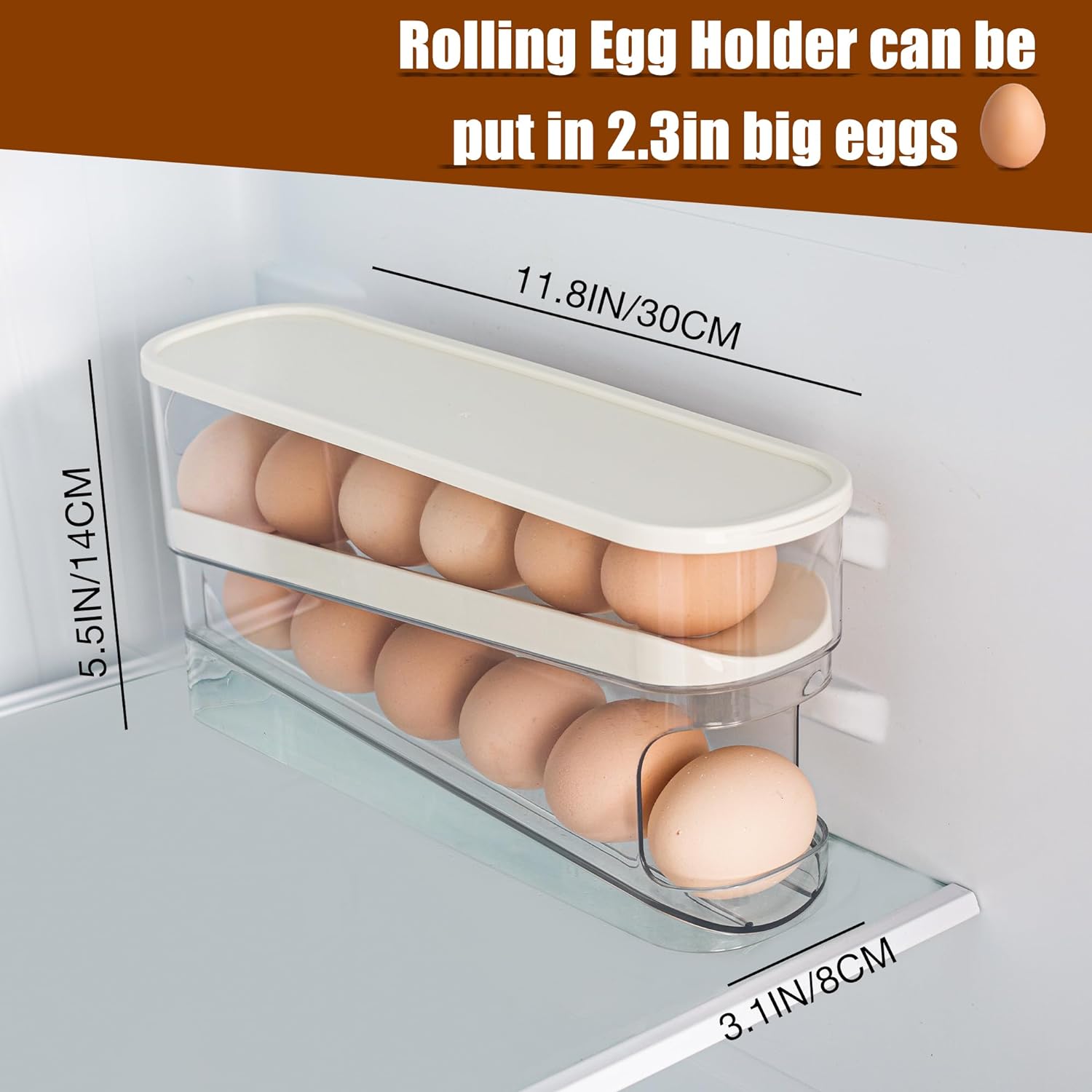 Eierhalter-Spender für Höhle Kühlschrank, automatische rollende Eieraufbewahrung für Höhle Kühlschrank, platzsparende Eierablage für Höhle Kühlschrank-Organizer: Grün