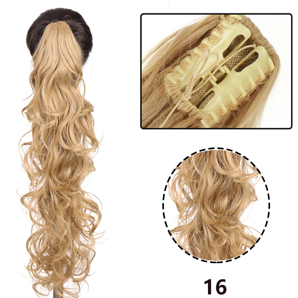 SEEANO Synthetic Claw Clip Ponytail Hair Extension Big Wave Ponytail Hair Extension Ladies Ponytail Wig Yellow Black Brown: T1B/613