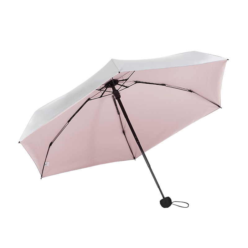 Mini sombrilla plegable para mujer, protección solar Anti-UV UPF50 + paraguas de bolsillo con pegamento de titanio plata