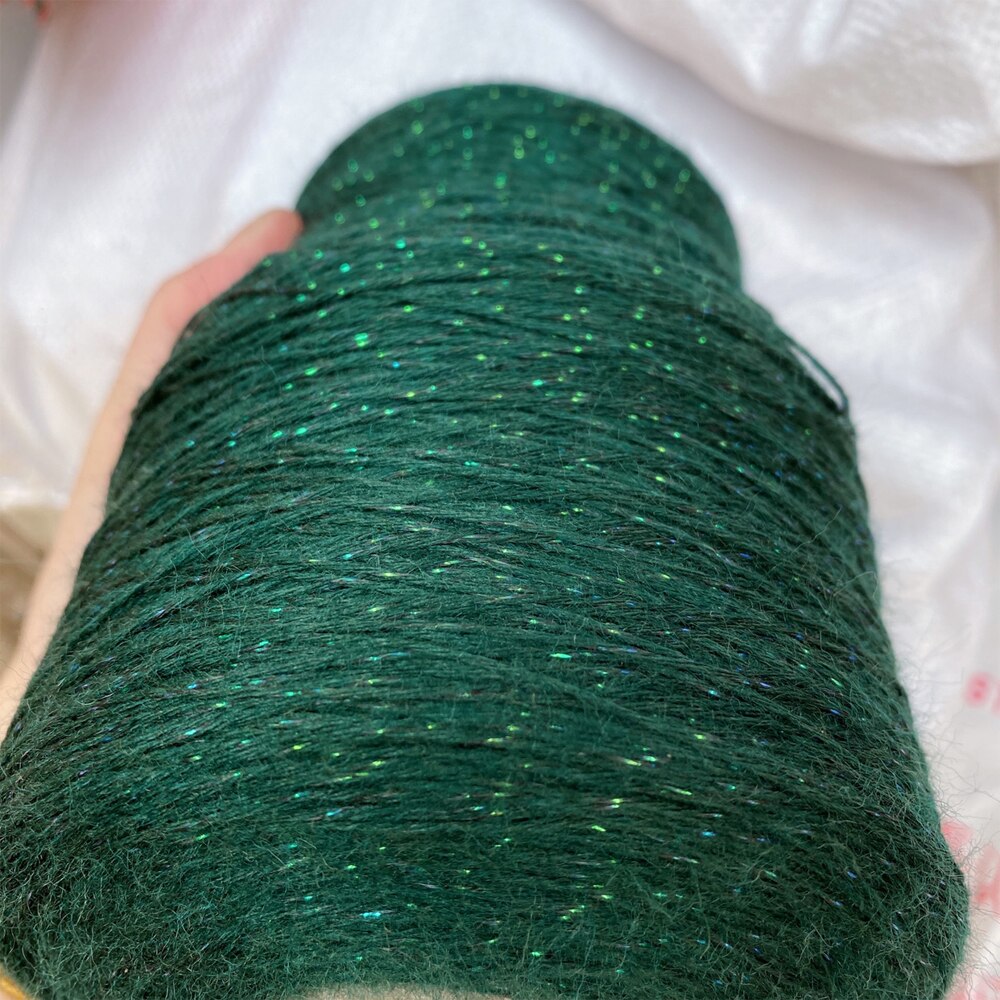 Ovillo de lana para tejer, hilo de lana de colores para estambre de seda, a mano para tejer, para ganchillo de bebé, envoltura de suéter suave ZL35, 500g: dark green