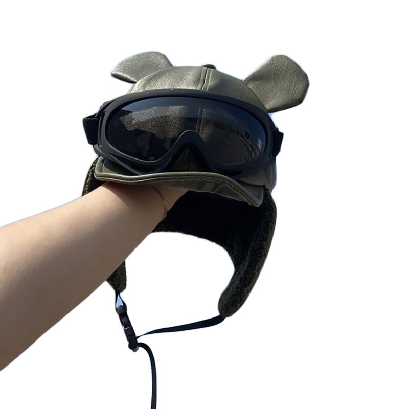 Sombrero y gafas de Trapper Vintage para hombre y mujer, accesorios de disfraz, con orejeras de piel, gorro de Trapper Flyer, recuerdo de de cumpleaños: Green
