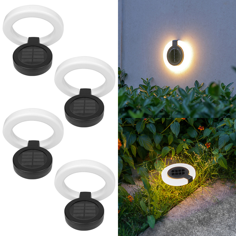 4 stk. solcellelamper utendørs, vanntett atmosfærelys, utendørs nedgravde lamper, veggbelysning, plenlampe, til hagecampingdekor: Varm hvit