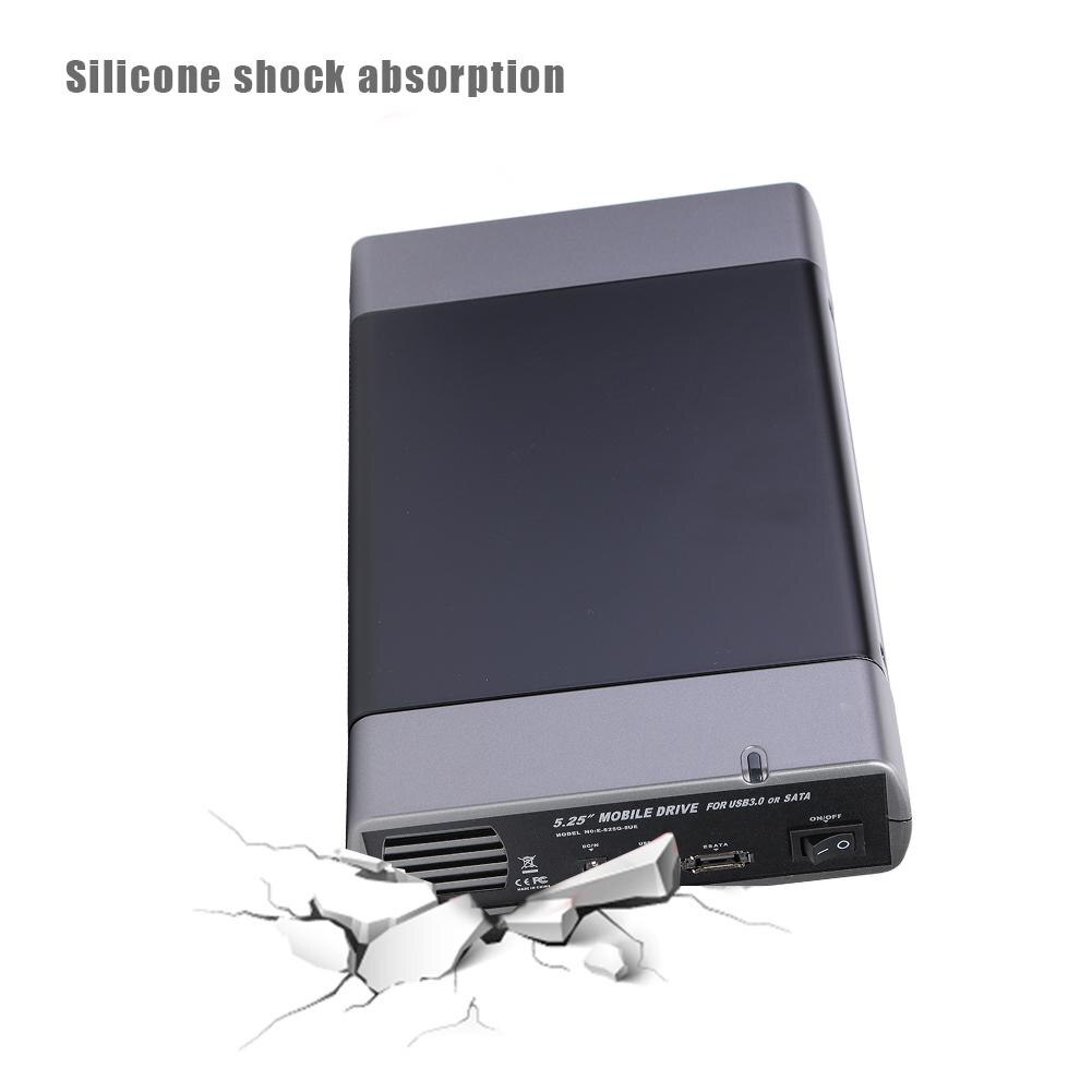 5.25 inch Aluminum Alloy Hard Disk Case Portable Upper and Lower Cover Structure USB3.0 to SATA USB-B Adapter Support 8T