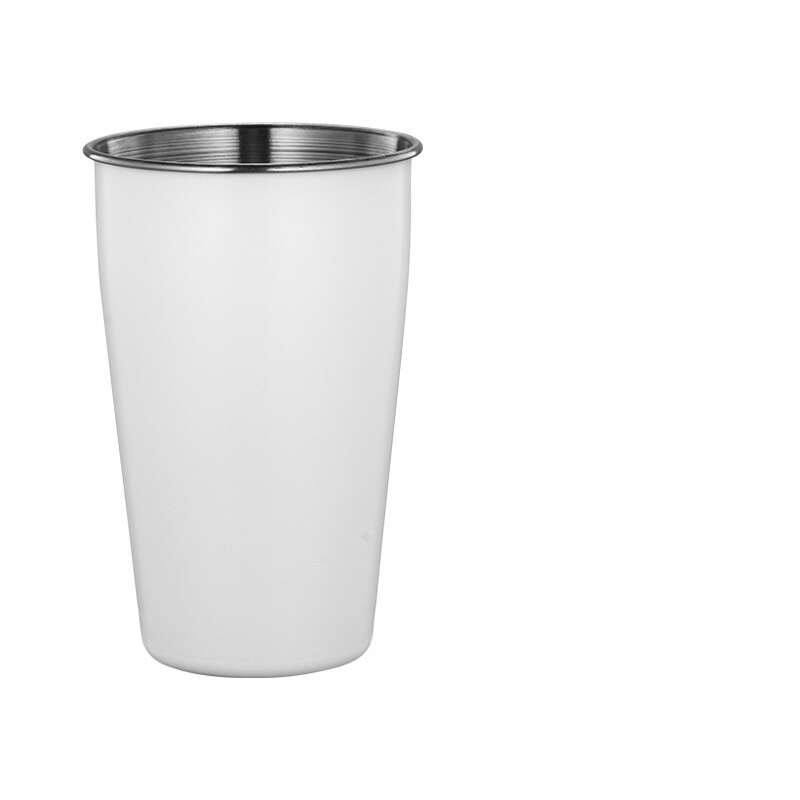 Taza de agua de acero inoxidable 350 gruesa de 500/304 ml, taza de jugo de bebida fría para el hogar, taza de cerveza portátil para el coche al aire libre: Blanco / 350ml