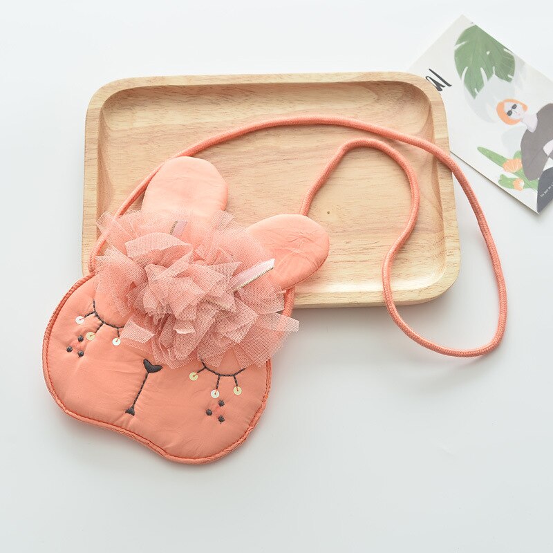 2020 moda małe dziewczynki torba Crossbody piękny kreskówka królik mały mini moneta torebka miękka siatka dekoracje torba na ramię robić podróży: Pomarańczowy