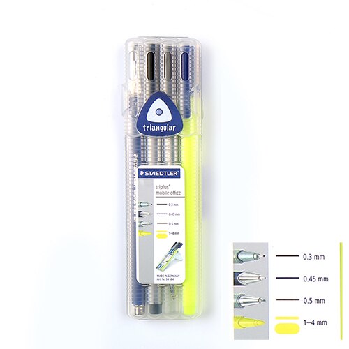 Staedtler-Triplus-boîte noire, crayon mécanique 0.5mm, pointe marqueur Permanent, papeterie: 4pcs Set