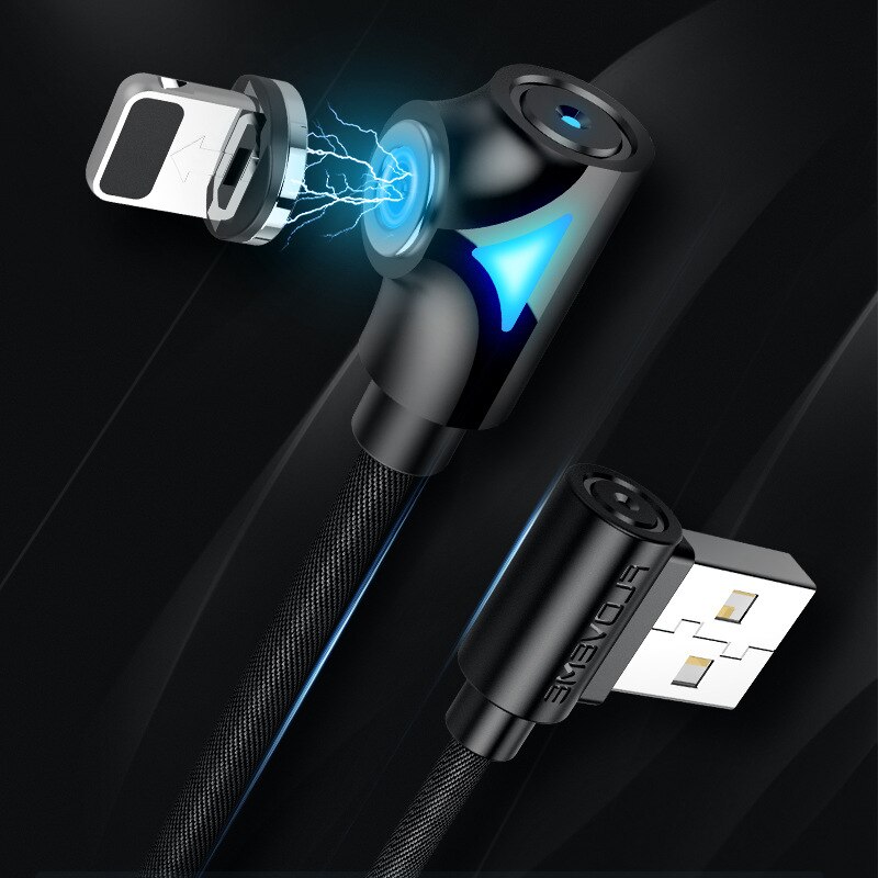 Light emitting Apple charging cable 1 meter elbow type-C Android magnetic data cable