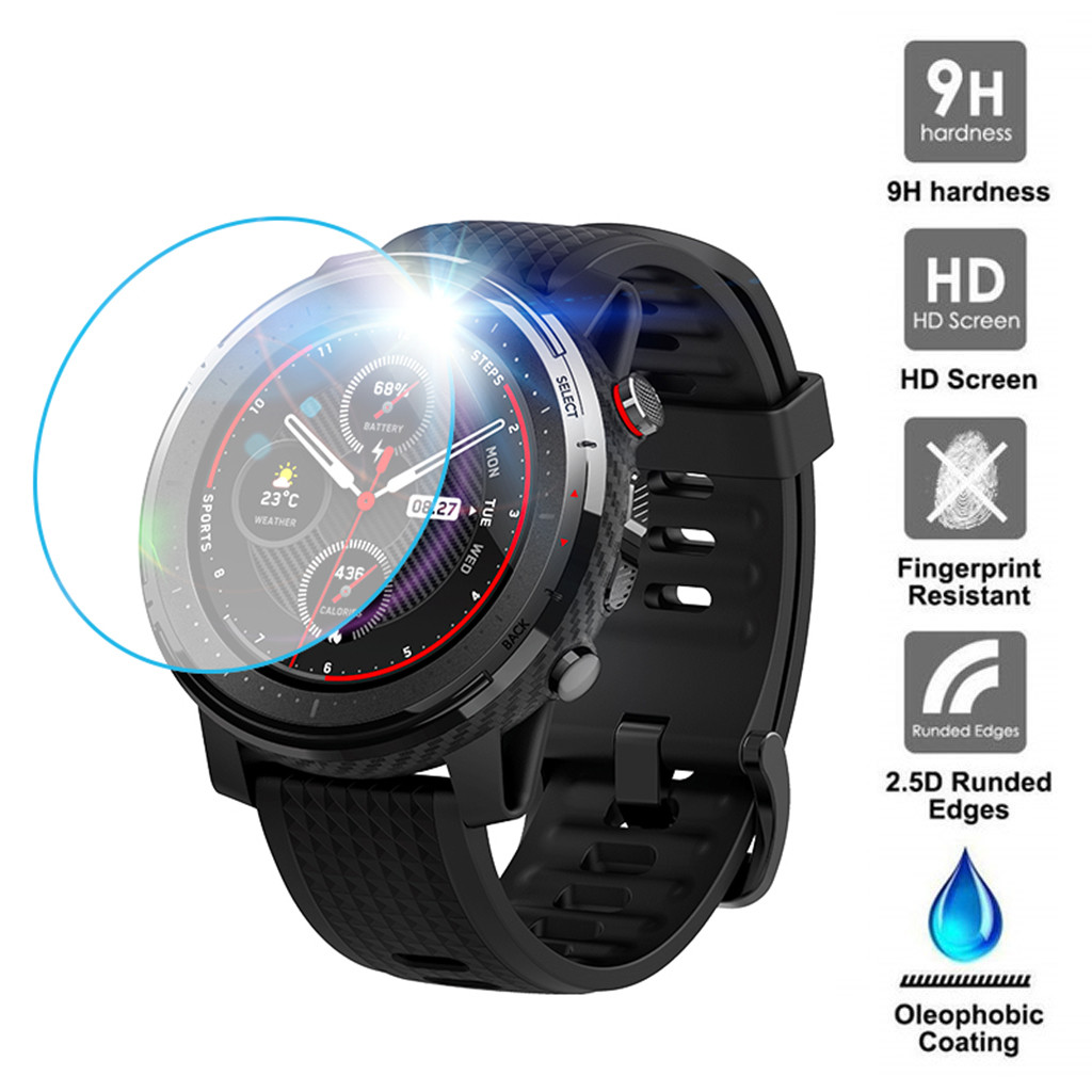Protector de pantalla de vidrio templado para reloj inteligente AMAZFIT, película transparente resistente a arañazos, 3 unidades