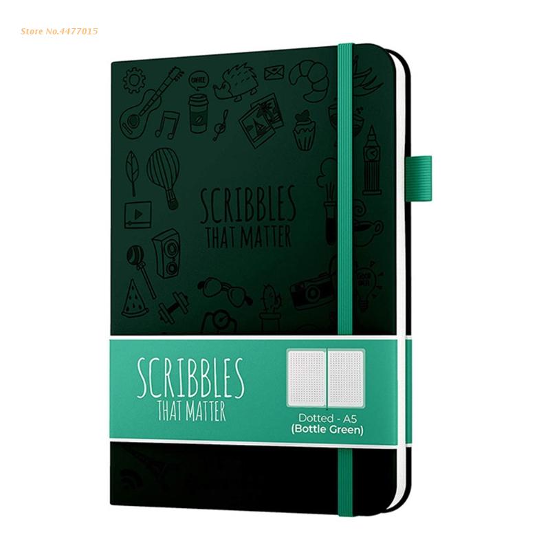 200Pages A5 Practical Scribbles Notebook Dotted Hardcover Travel Journal To-do List Notepad Xmas for Kid Teen Adult: Dark green