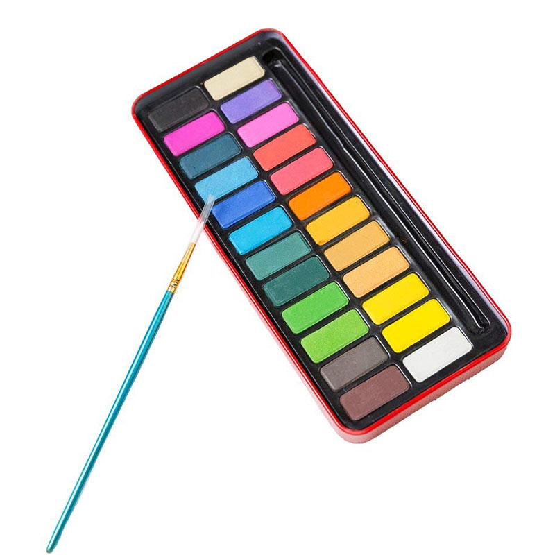 Profesjonalne farby akwarelowe zestaw stałe akwarele Aquarelle skrzynka kolory Sztuka obraz dla artysty narzędzia zestawy farb 18/24 kolorów