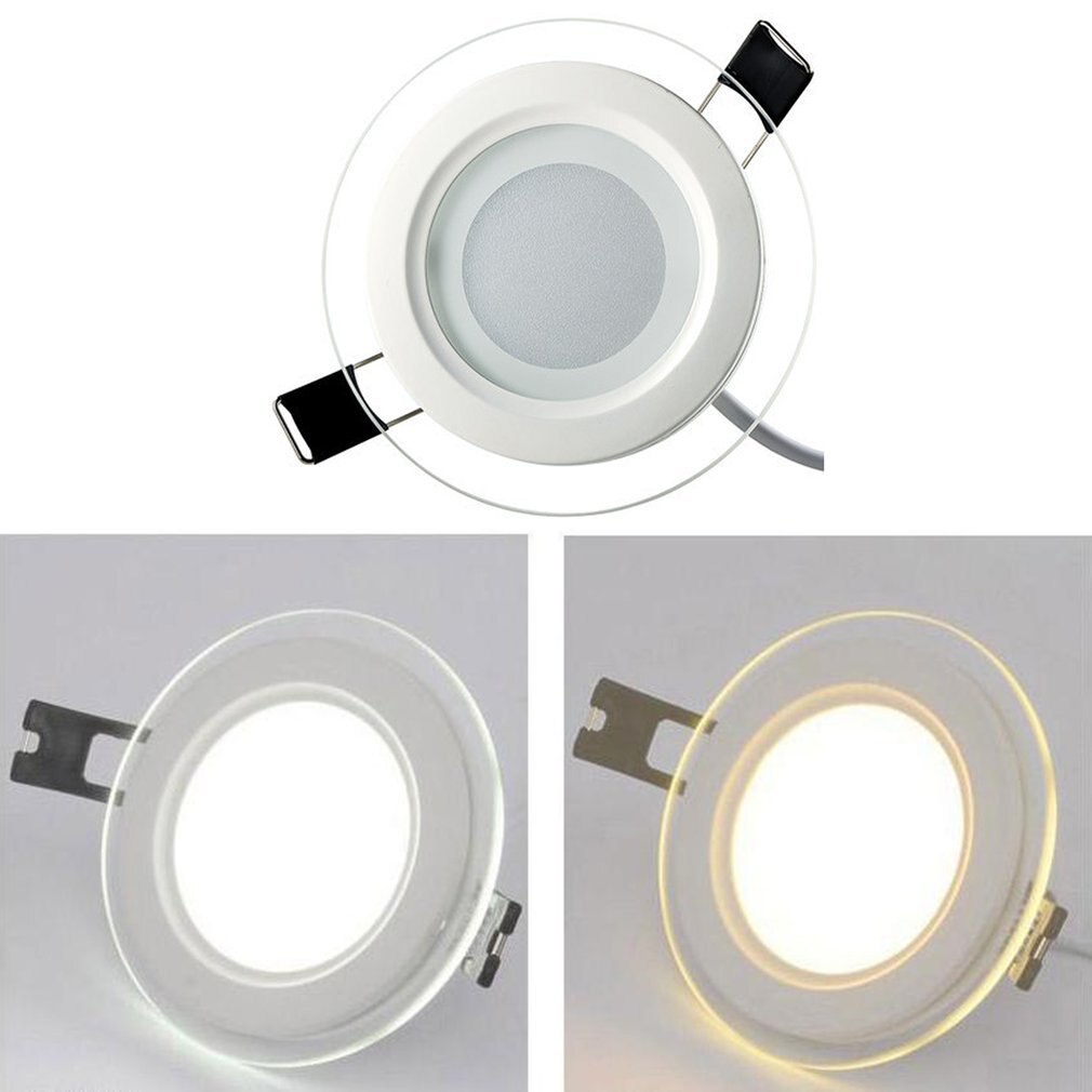 High Brightness Smart Dimmable LED Glass Downlight Round Shape Glass Panel Lights Ceiling Recessed Lamps 6/12/15W