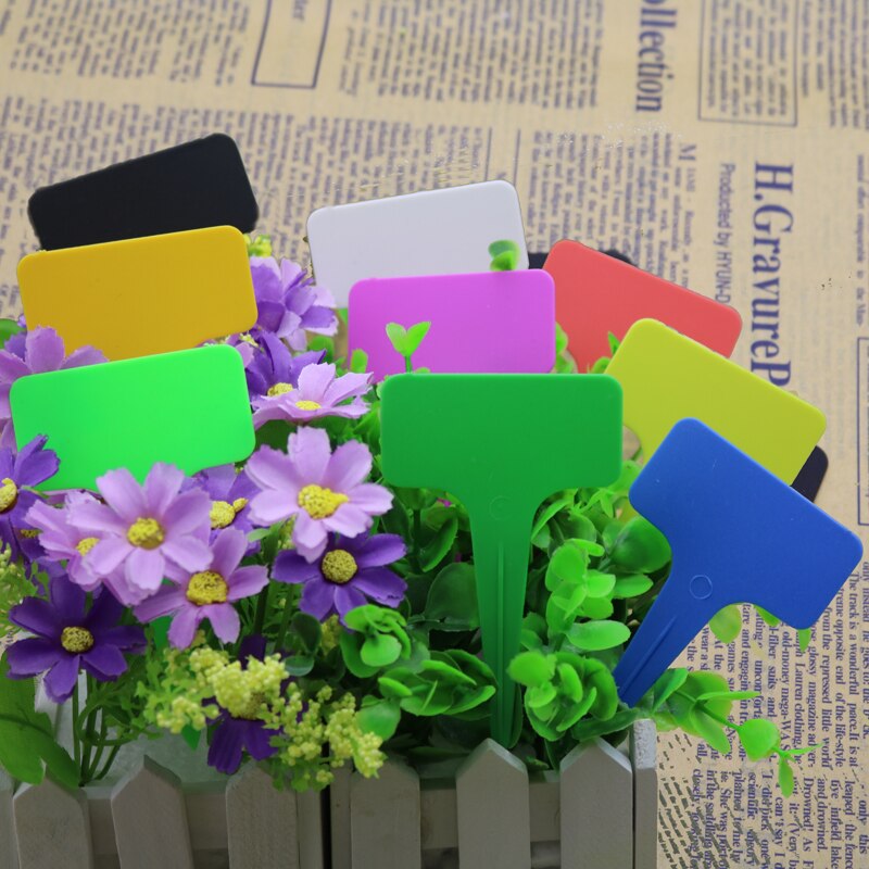 Étiquettes autocollantes en forme de T, signes décoratifs en plastique bon marché, étiquette autocollante V1nf, carte jeton de jardin féerique, , 15 pièces