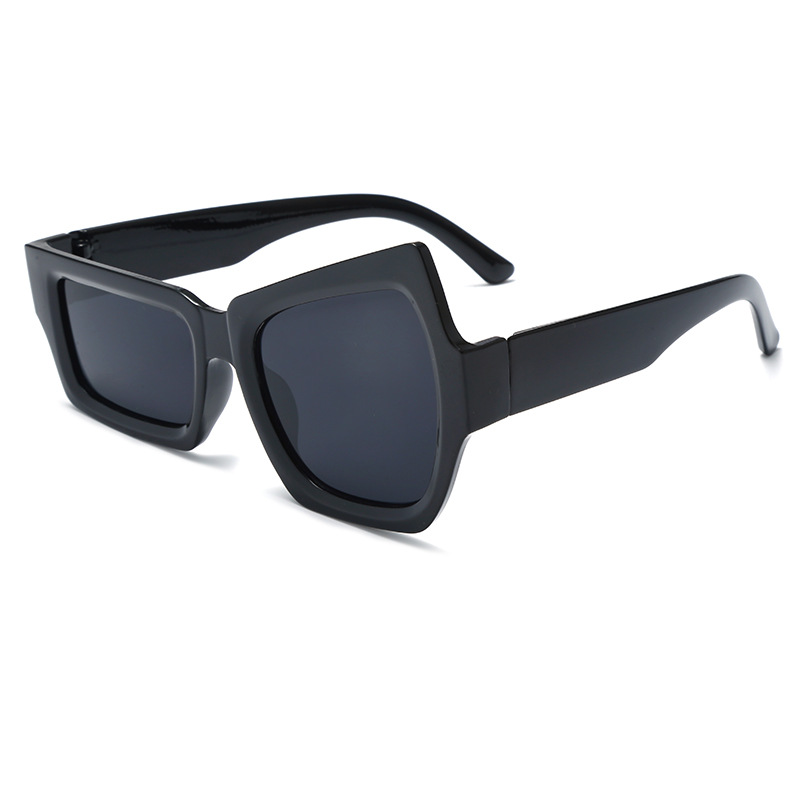 Occhiali divertenti con sopracciglia rialzate su un lato occhiali da suola anca salto moda personalità irregolare occhiali da suola UV400 per uomo donna: Blu