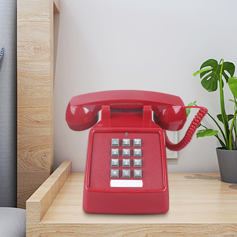 Knop Wijzerplaat Vintage Vaste Telefoon Rood Zwart Plastic Home Office Retro Draad Vaste Vaste Telefoon Europa Stijl