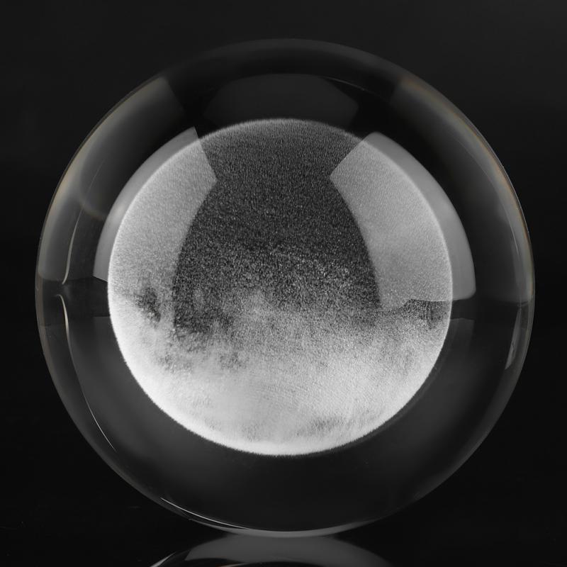 80mm gennemsigtigt system krystalkugleformet håndværk indretning miniatureglas sfære hjemmekontor ornament stil: Månestil
