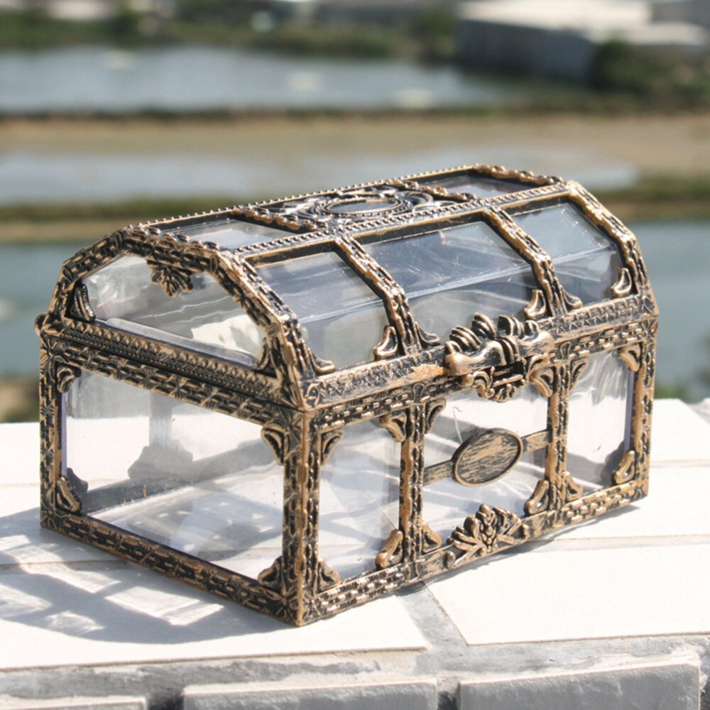 2pcs Treasure Box Mini Transparent Durable Treasure Chest Box Pirate Treasure Box for Crystal Collectibles