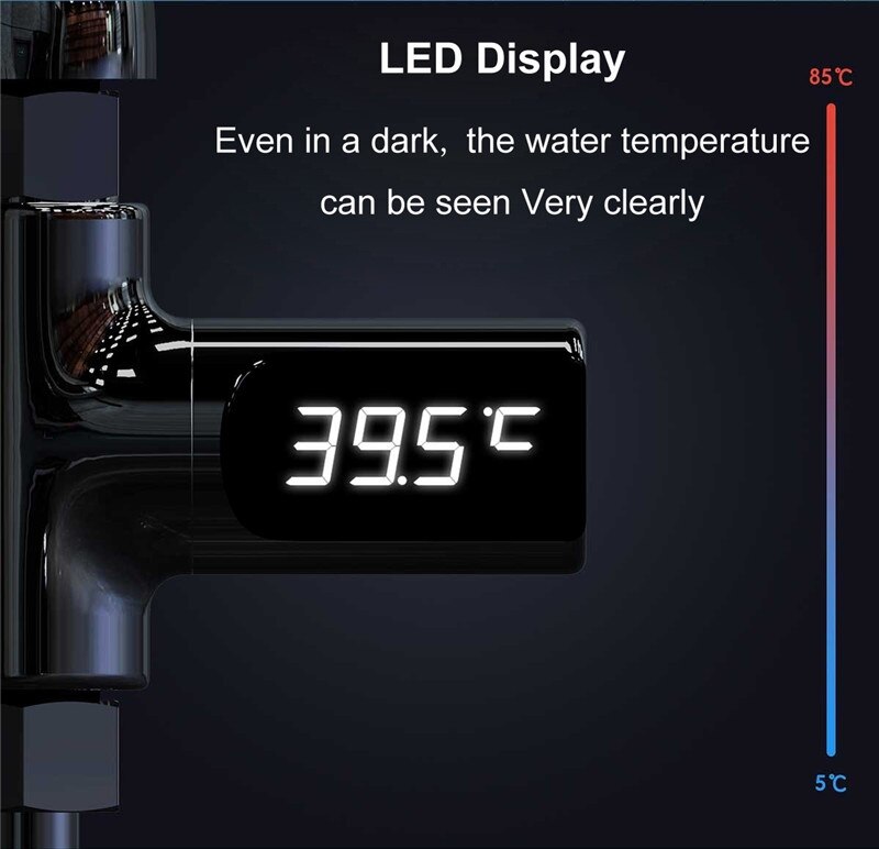 Digital led display vandhane temperaturmonitor vandtemperaturmåler smart bruserhane til køkkenbadeværelse