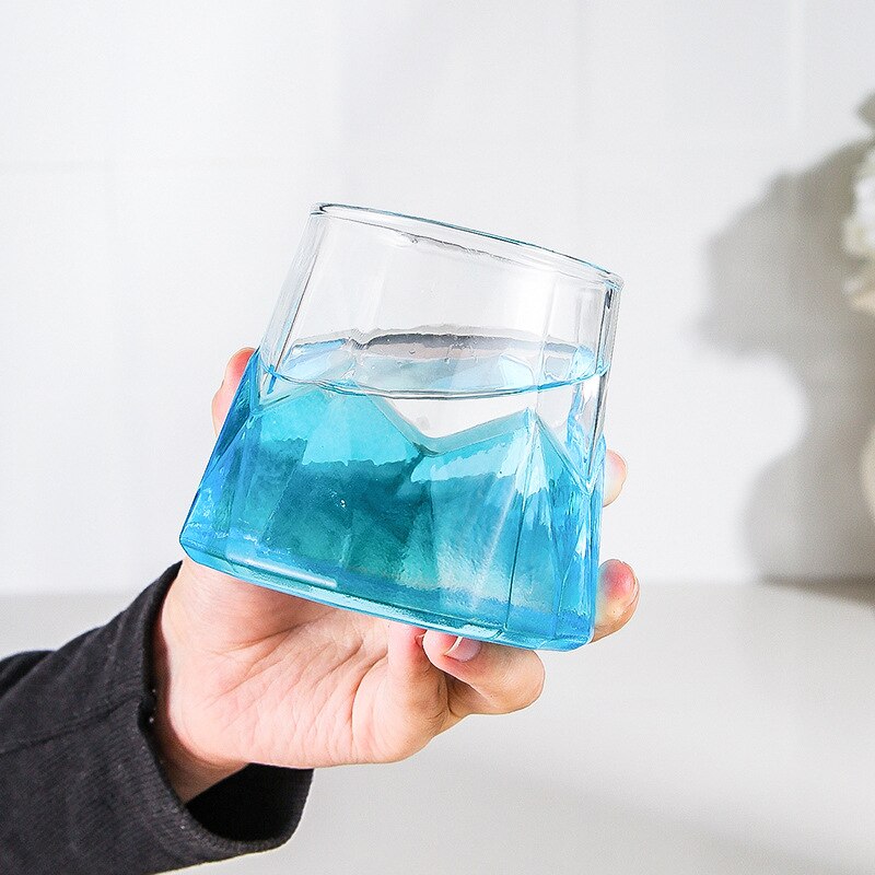 Iceberg Cup High Borosilicate Glass Coffee Milk and Cold Drink Simple Personality Transparent Blue Glass Cup: blue