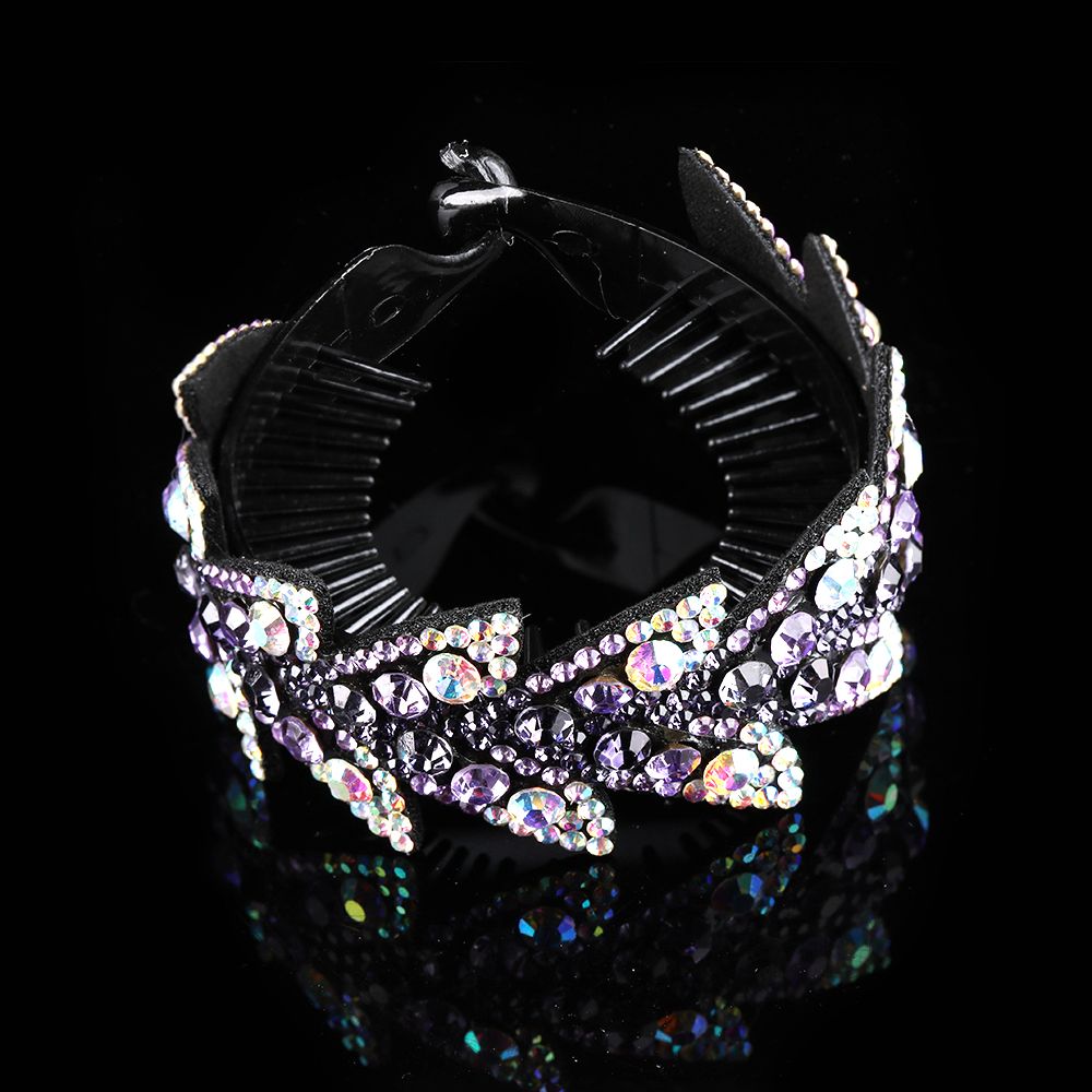 Soporte de para hacer moños, horquilla con diamantes de imitación, pinza para el pelo, banda para el pelo fuerte, herramienta imprescindible, accesorios para el cabello: Negro