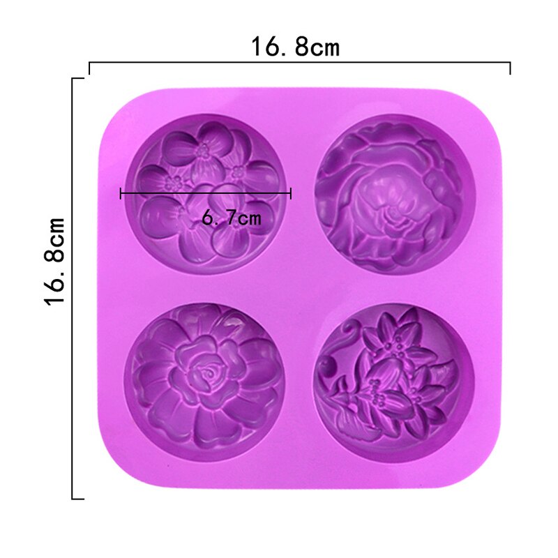 4 Holte Rose Bloem Zeep Siliconen Mal Diy Fondant Taart Vormen Zeep Maken Levert 3d Handgemaakte Decorating Mould Gereedschap: Default Title