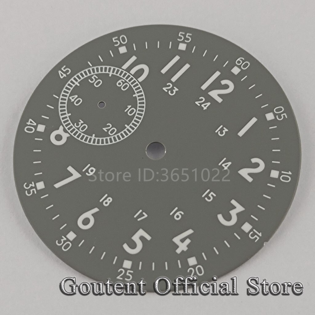 38.9Mm Steriele Grey Watch Dial Fit Eta 6497 Zeemeeuw St36 Beweging Horloge Onderdelen