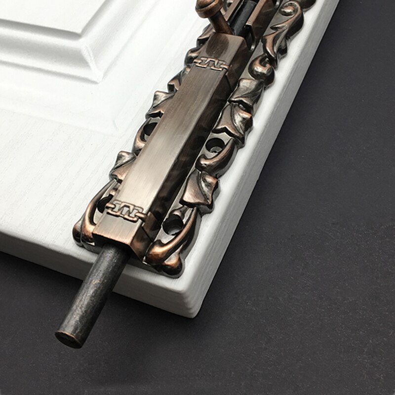 Antique Retractable Zinc Alloy Latch Box Double Plug Long Opening Movable Door Lock Bolt
