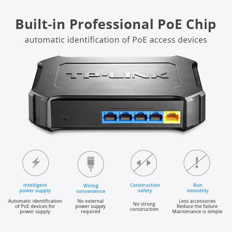 TP-LINK Poe Switch 5 port 10/100 Mbps met 4 port Ethernet Netwerk Switch TL-SF1005SP Full-duplex snelle desktop Plug en play