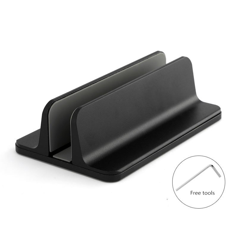 Soporte Vertical para ordenador portátil, accesorio de Metal ajustable, doble soporte de escritorio de aluminio, soporte de libro para Notebook, PC: Black Single slot