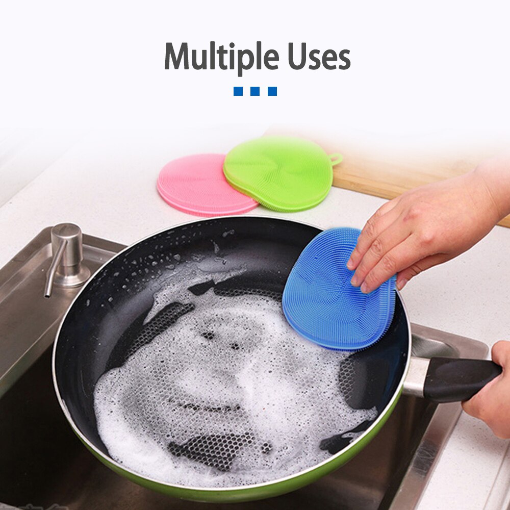XYj 6PCs/Pack Silicone Dish Washing Sponge Scrubber Cleaning Brush Scouring Pad Dish Pot Cleaner Hand Protector Kitchen Washing