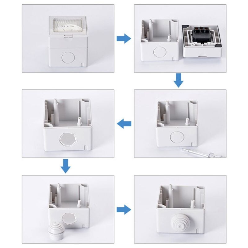 IP55 Waterproof Wall Socket Anti-UV Surface Mount Germany France Power Outlet for Kitchen Bathroom Universal