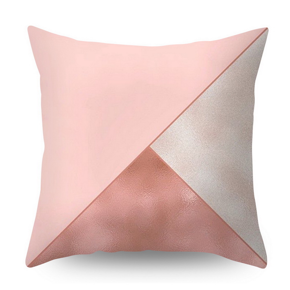 Rose Gold Polyester Geometric Pillowcase Square 45x45cm Cushion Cove Soft Bedroom Decorative Throw Pillow Cover: 16