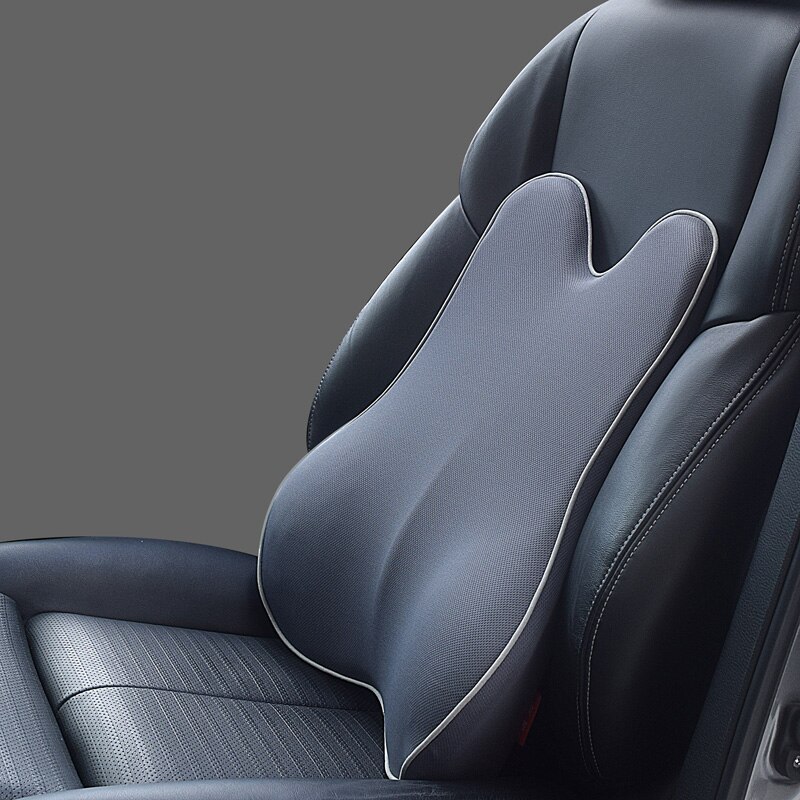 Cojín Lumbar para asiento de coche, almohada para el dolor de espalda baja, espuma de memoria, corrección de postura negra, producto para coche: grey-1pcs