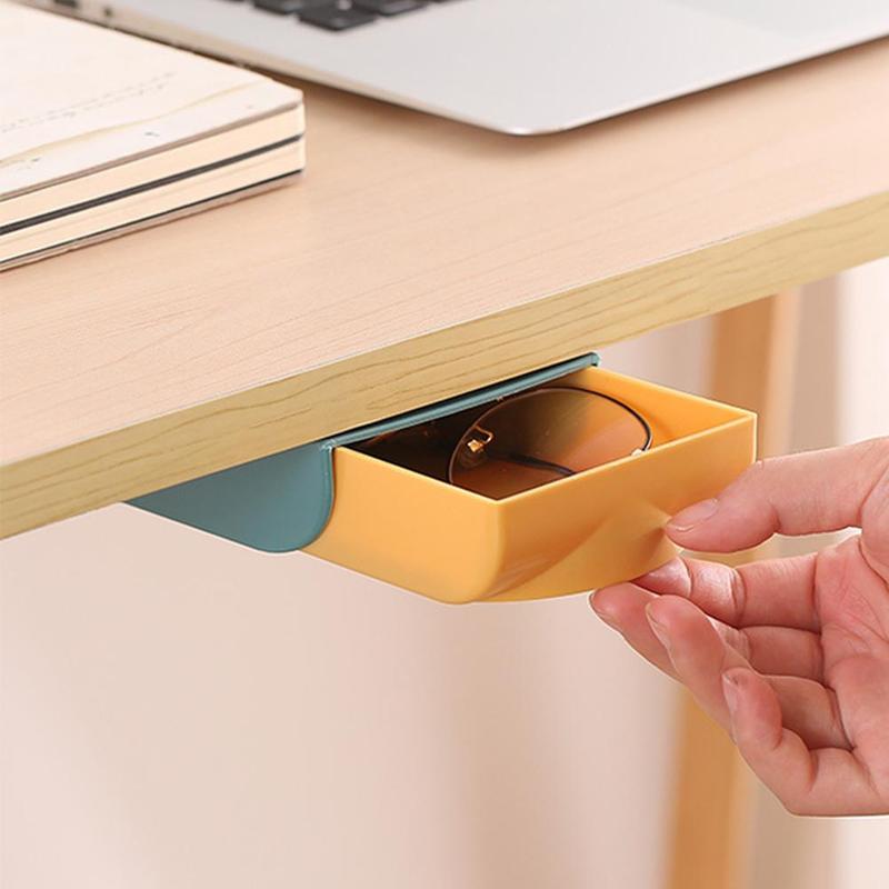 1PC Drawer Storage Box Paste Style Office Stationery Kitchen Makeup Organizer Desk Storage Drawer Under Self-adhesive F6Q9
