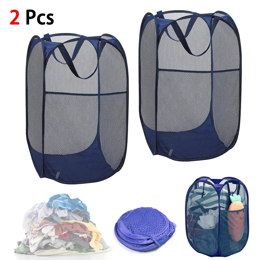 2pc Foldable Mesh Laundry Basket, Square Folding Laundry Basket, Square Laundry Basket, Classification Laundry Basket: D