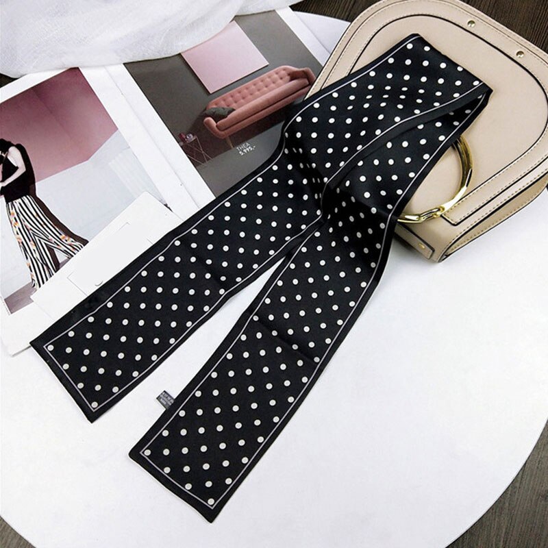 1 Uds de bufandas pañuelo muñeca cinta ajustado largo de bolsos de lunares banda bufanda de seda de la bufanda de pelo de Scrunchies pelo banda